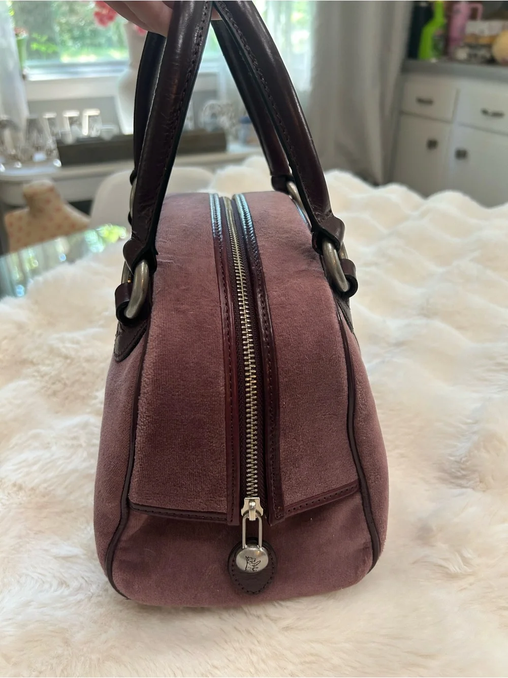 Y2K Vintage 2009 Juicy Couture Purple Velour Bowler Bag Regal Couture Party